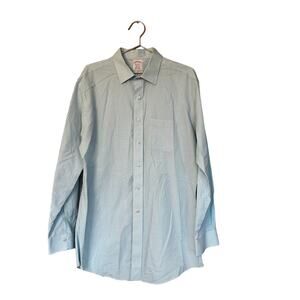 Brooks Brothers Madison Non-Iron Blue Check Dress Shirt 17 35 Suprima Cotton